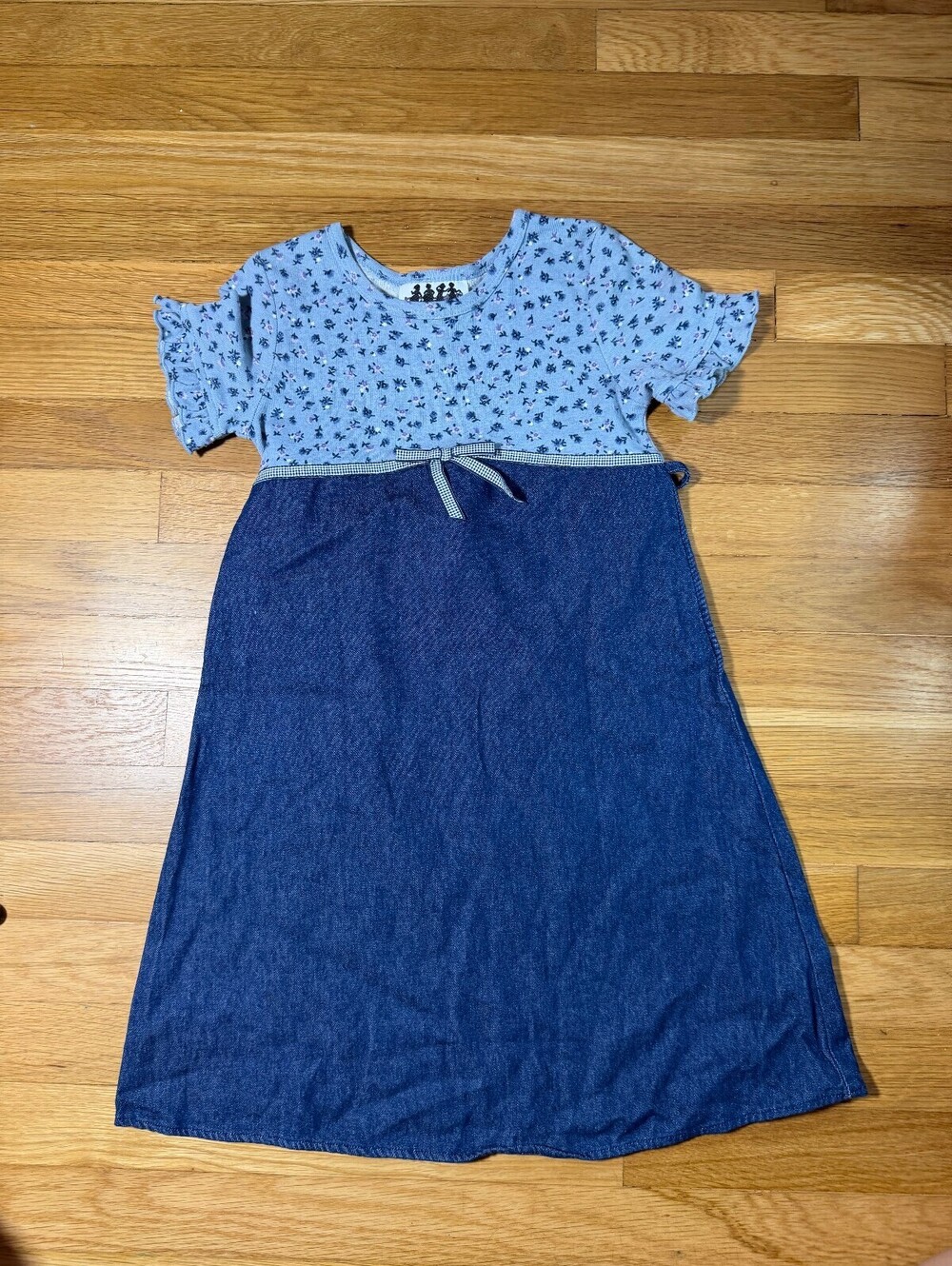 VIntage 90s Y2K Zoey Brand Little Girls' Blue Denim Short Sleeve Dress Size 8